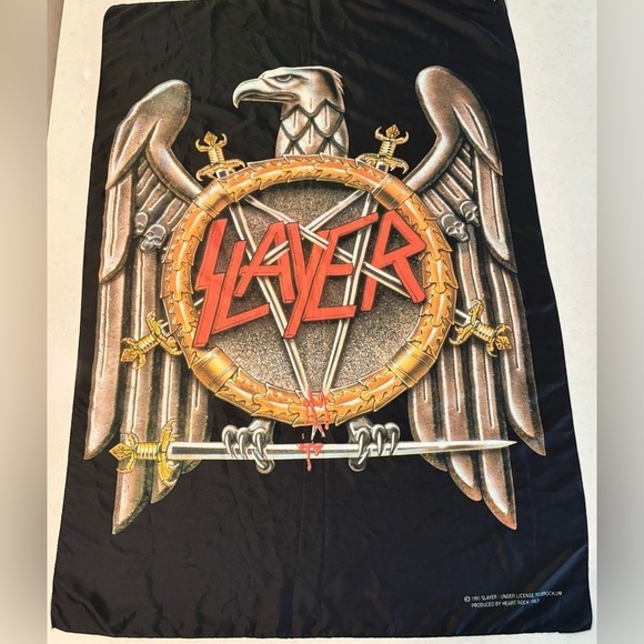 Other - Vintage Slayer 1995 Eagle Logo Scarf / Fabric Poster - Made in Italy
